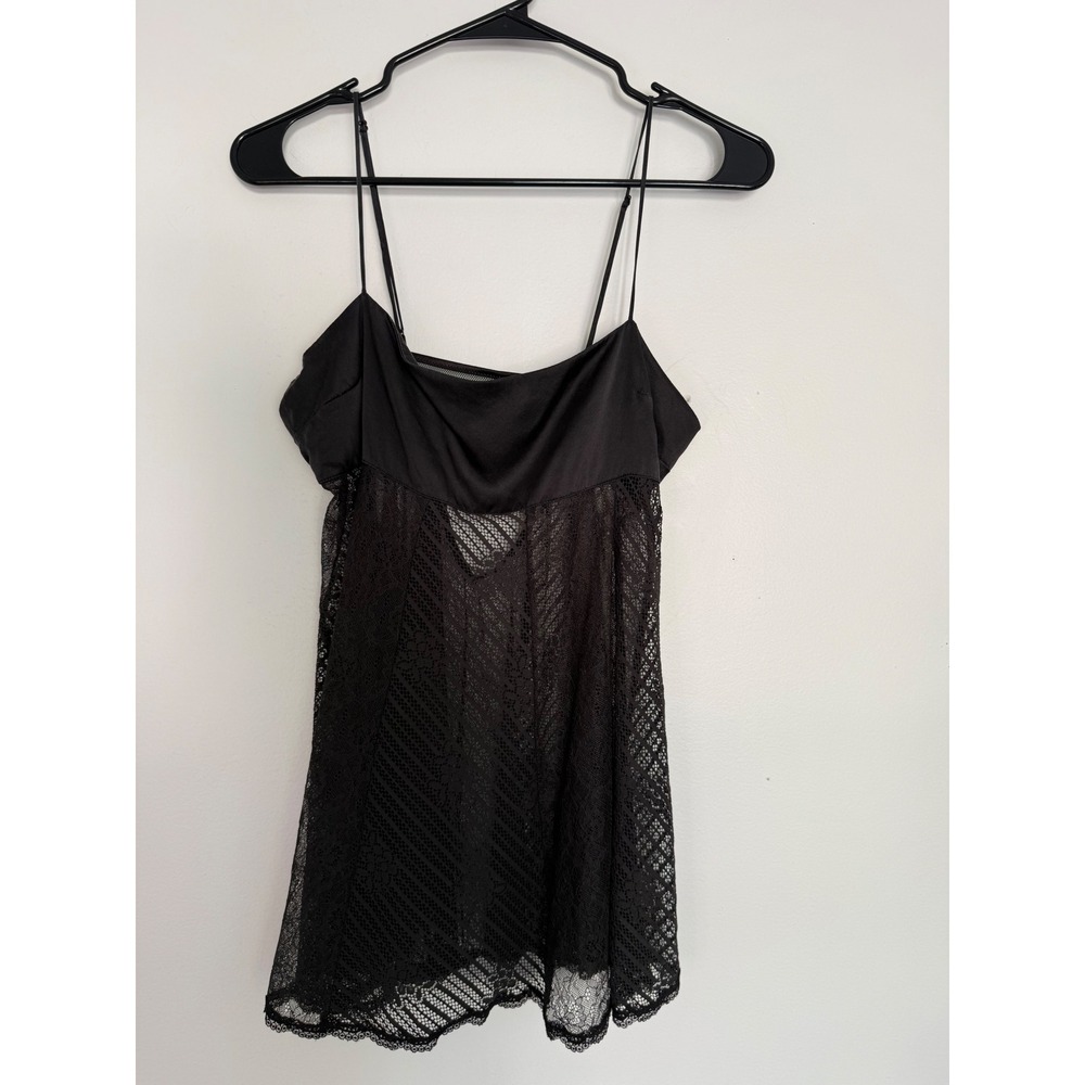 Victoria's Secret Silk Lace Black Sheer Babydoll Club Top Medium Lingerie‎ Short